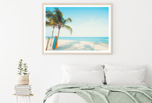 Surf Board Near Sea Photograph Home Decor Premium Quality Poster Print Choose Your Sizes