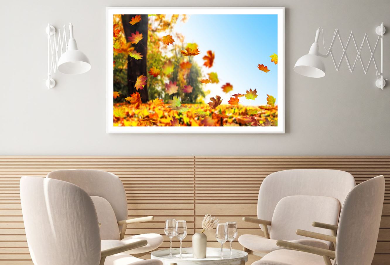 Autumn Leaves Falling Photograph Home Decor Premium Quality Poster Print Choose Your Sizes