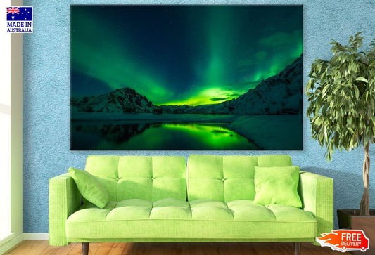 Aurora Over Lake & Mountains Photograph Print 100% Australian Made