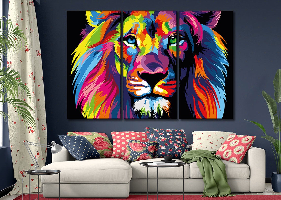 Abstract Lion High Quality print 100% Australian made wall Canvas ready to hang