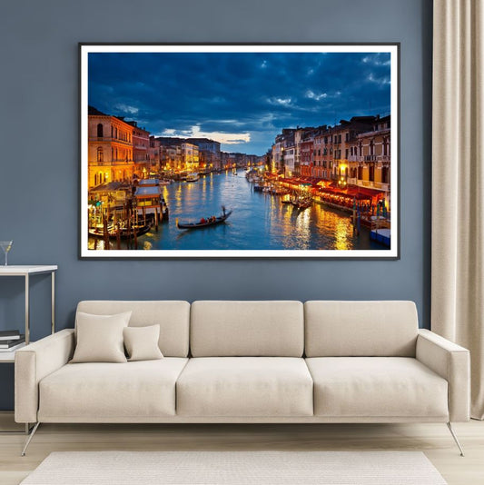 Buidlings & Canal Night Scenery Home Decor Premium Quality Poster Print Choose Your Sizes