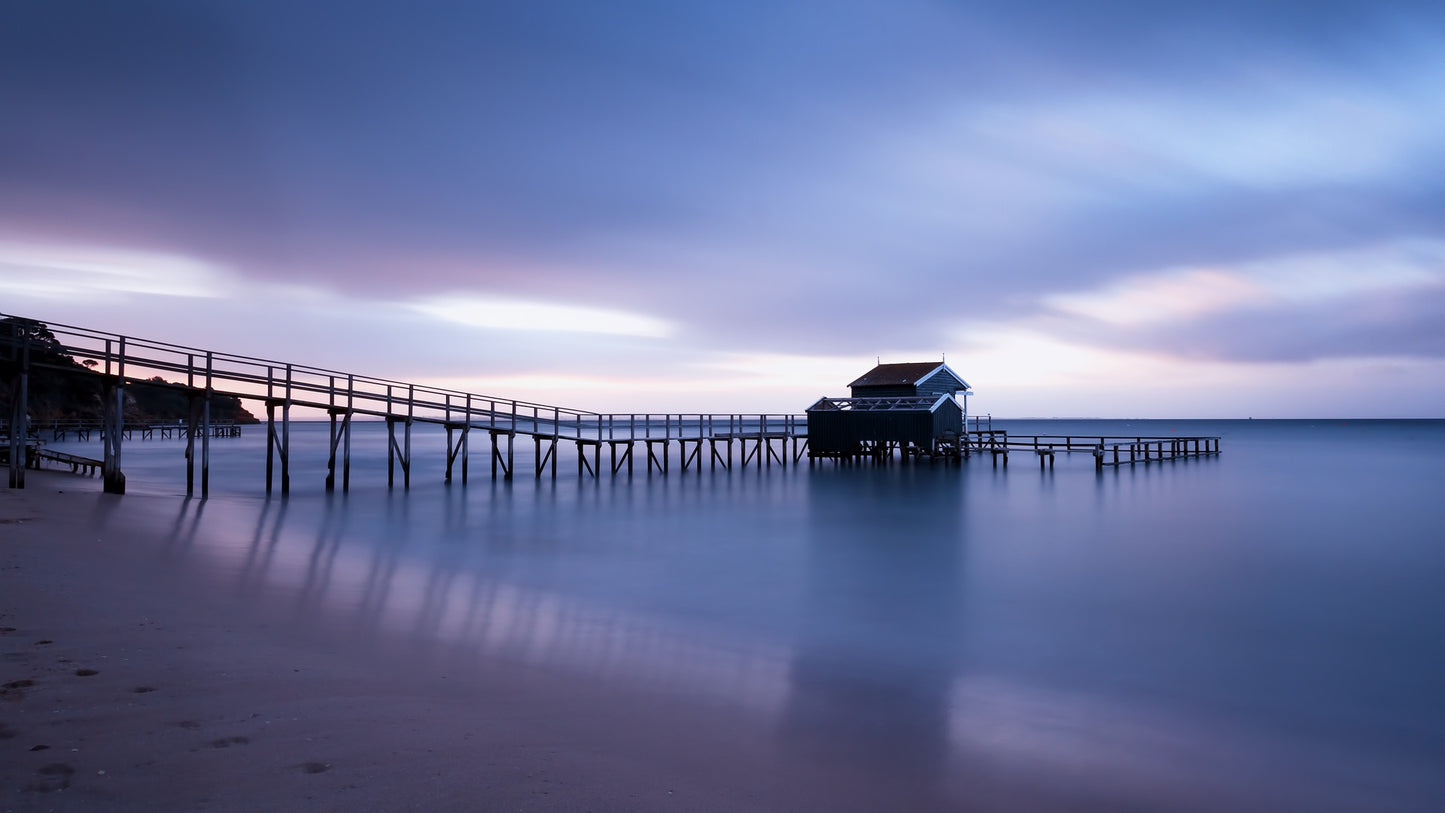 Sea with Wooden Pier Photograph Home Decor Premium Quality Poster Print Choose Your Sizes