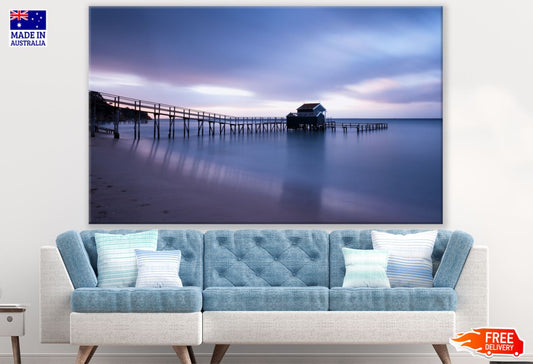 Sea with Wooden Pier Photograph Print 100% Australian Made