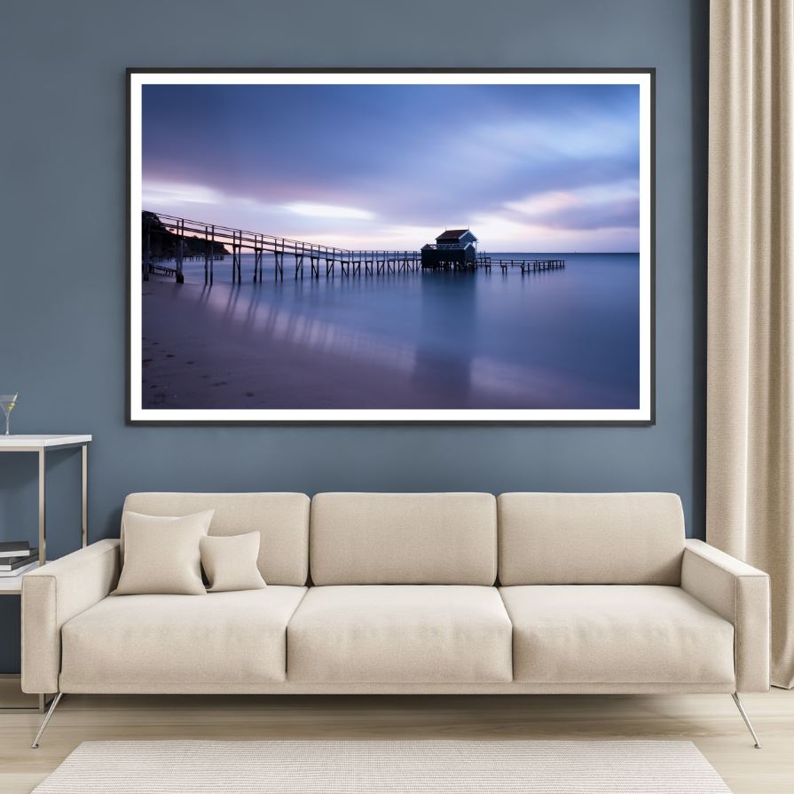 Sea with Wooden Pier Photograph Home Decor Premium Quality Poster Print Choose Your Sizes