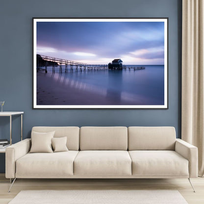 Sea with Wooden Pier Photograph Home Decor Premium Quality Poster Print Choose Your Sizes