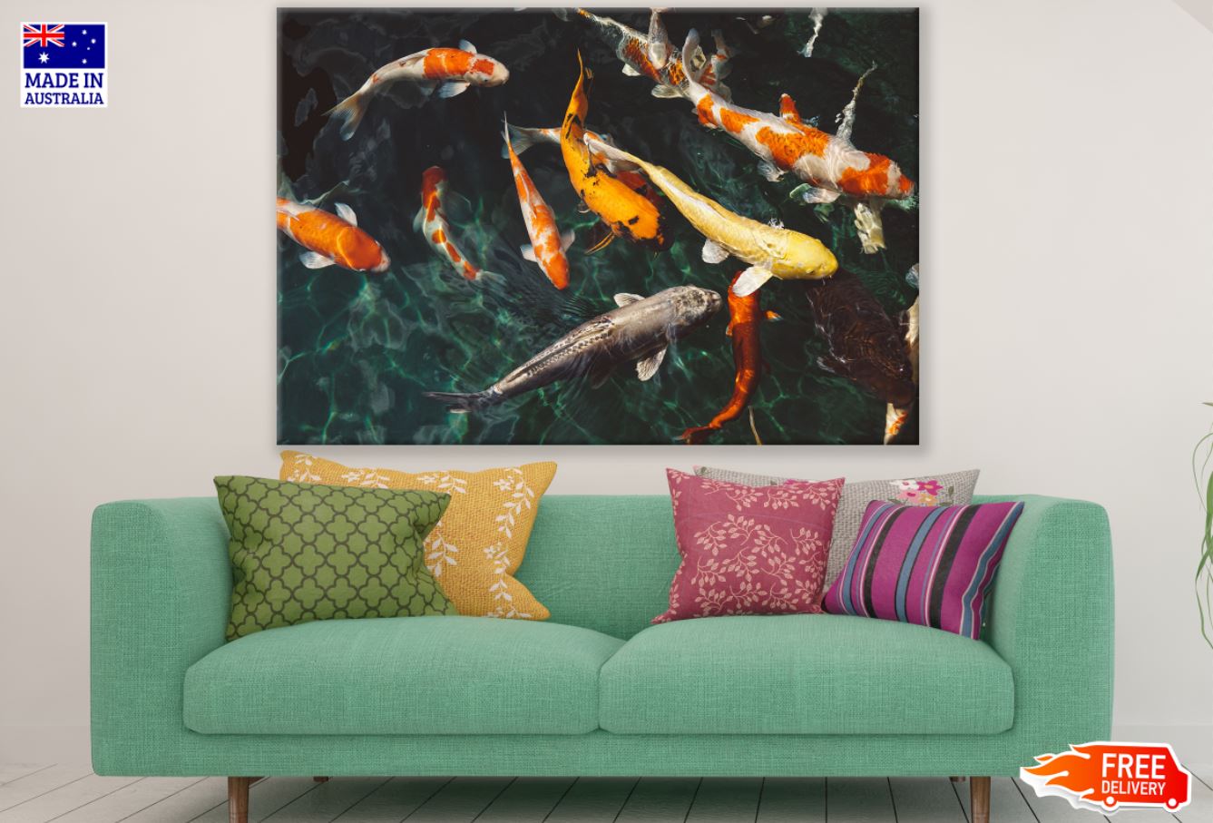 Koi Fish in a Pond Photograph Print 100% Australian Made