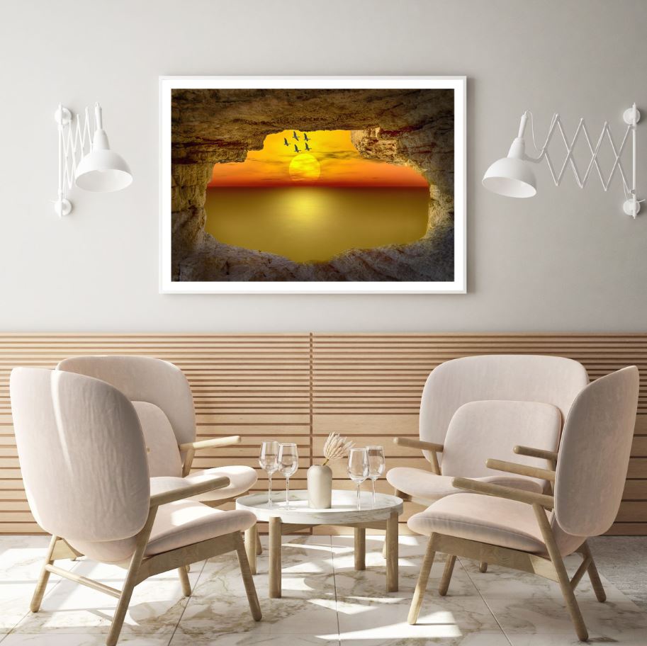 Sea Cave Sunset View Photograph Home Decor Premium Quality Poster Print Choose Your Sizes