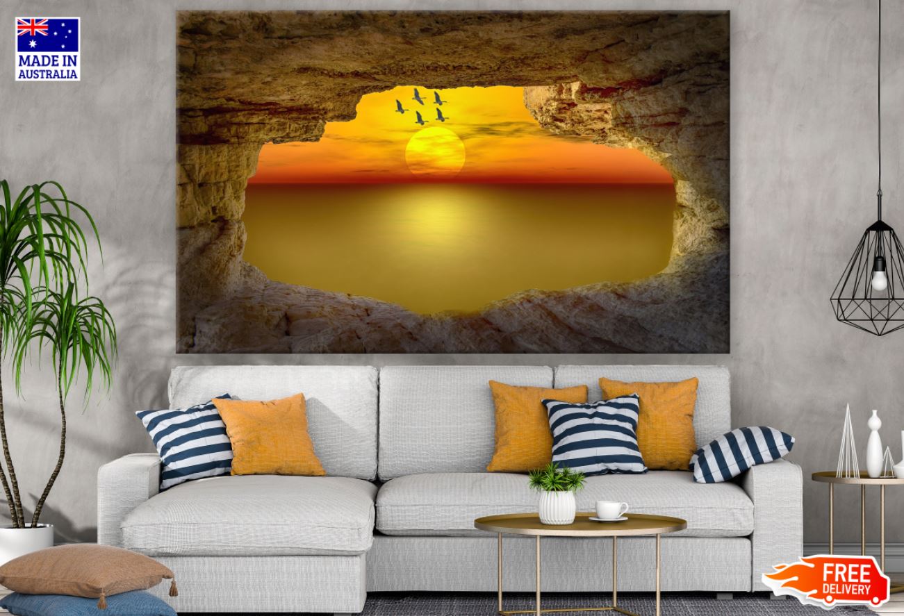 Sea Cave Sunset View Photograph Print 100% Australian Made