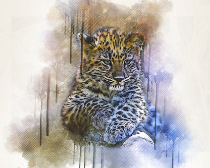 Leopard Cub Portrait Illustration Print 100% Australian Made