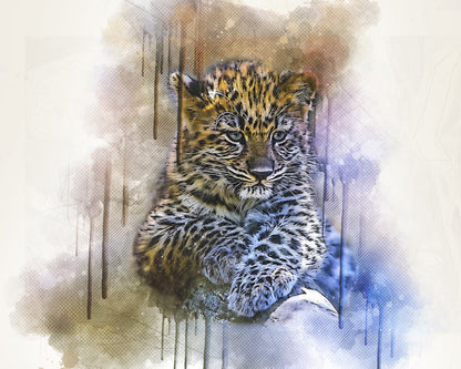 Leopard Cub Closeup Painting Home Decor Premium Quality Poster Print Choose Your Sizes