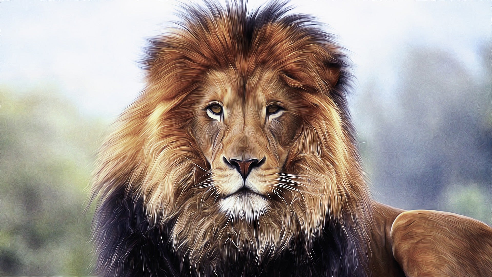 Lion Portrait Smudge Painting Home Decor Premium Quality Poster Print Choose Your Sizes