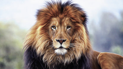 Lion Portrait Smudge Painting Home Decor Premium Quality Poster Print Choose Your Sizes
