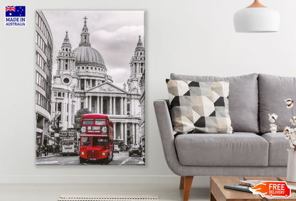 Red Bus in Street Photograph Print 100% Australian Made