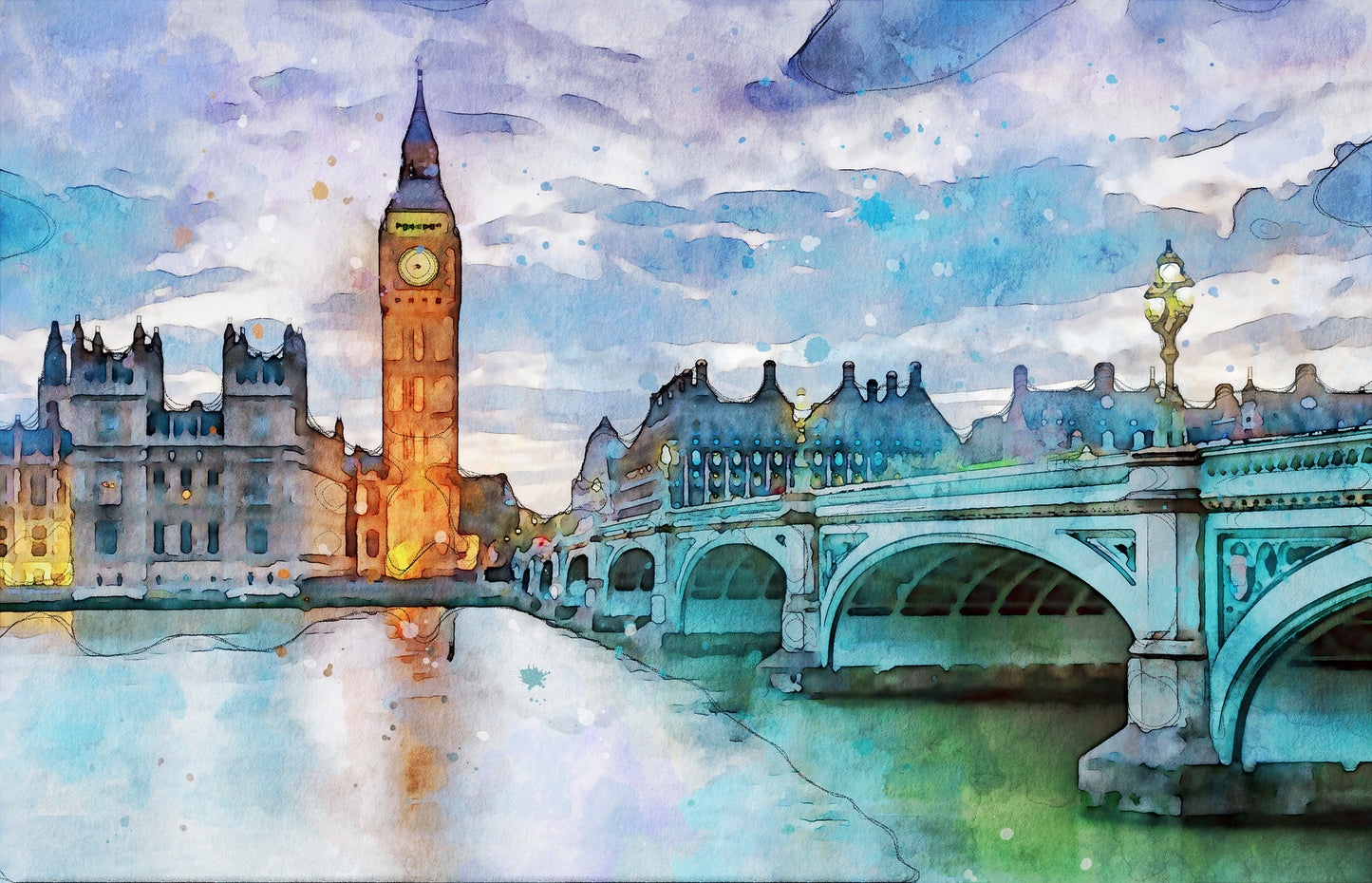London City Scenery Painting Home Decor Premium Quality Poster Print Choose Your Sizes