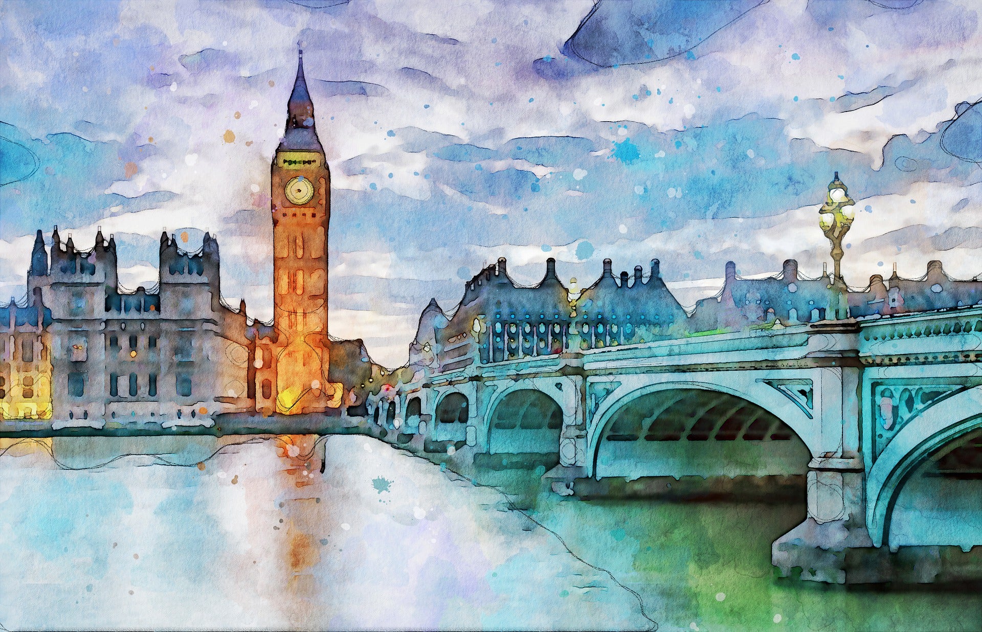London City Scenery Painting Home Decor Premium Quality Poster Print Choose Your Sizes