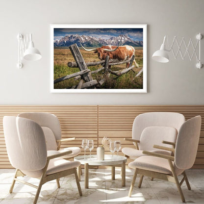 Cow in Field Photograph Home Decor Premium Quality Poster Print Choose Your Sizes