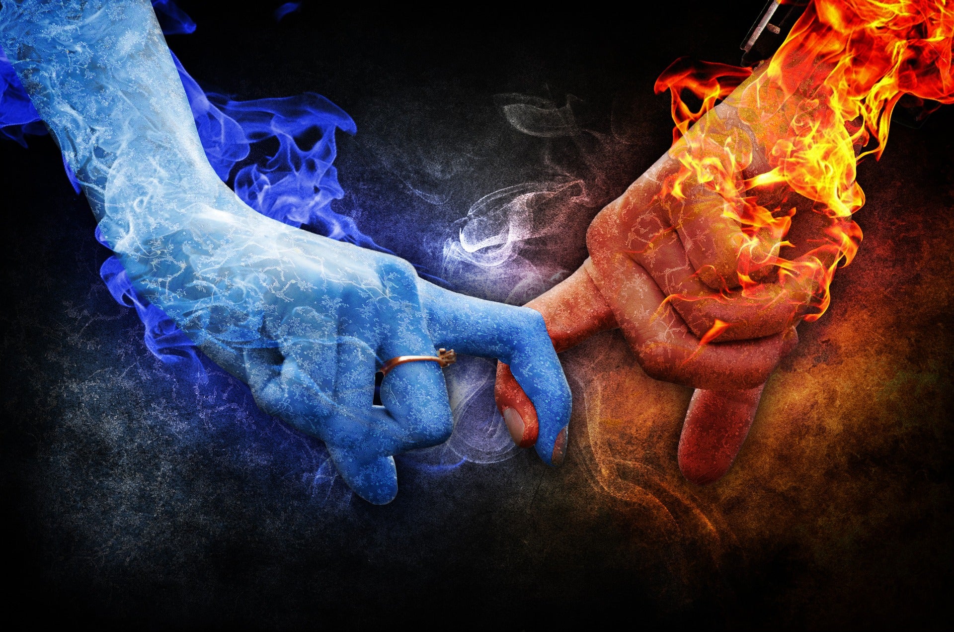 Ice & Fire Holding Hands Photograph Print 100% Australian Made