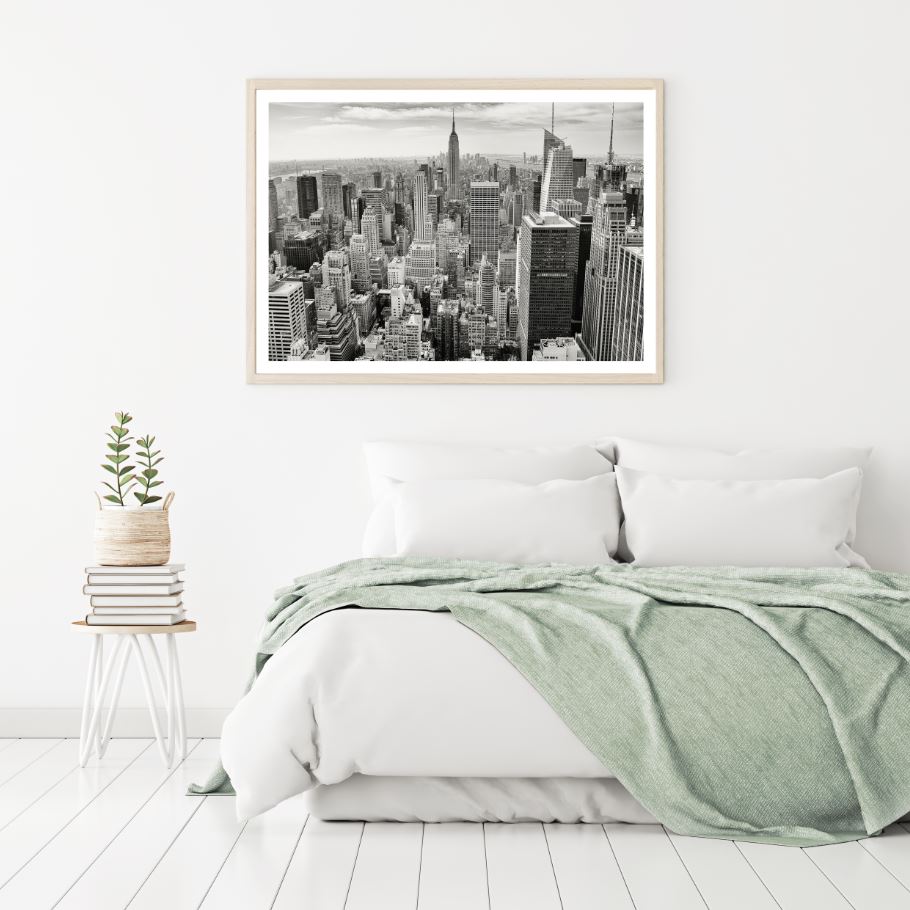 City B&W Scenery Photograph Home Decor Premium Quality Poster Print Choose Your Sizes