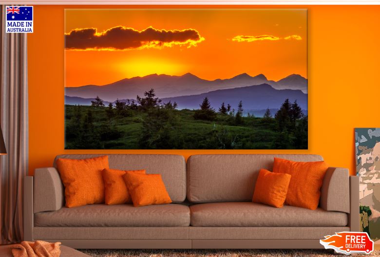 Sunset Over Mountains Photograph Print 100% Australian Made