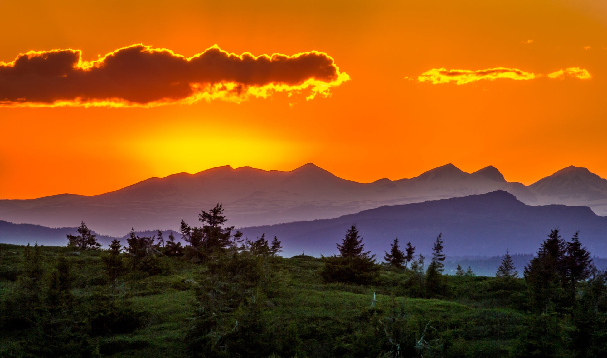 Sunset Over Mountains Photograph Print 100% Australian Made