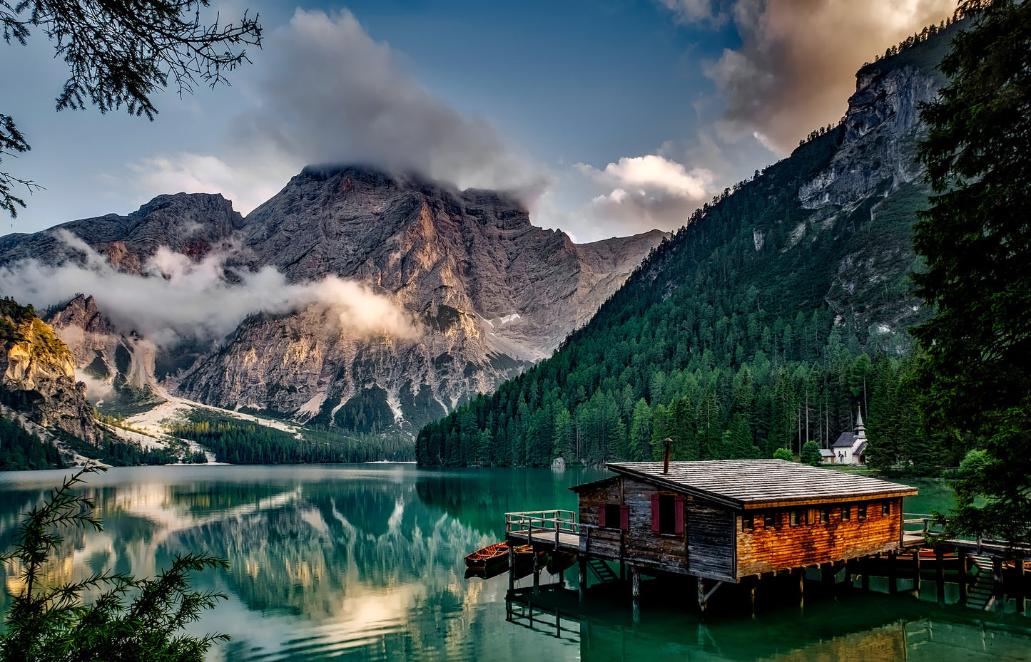 House on Mountain Lake Scenery Photograph Print 100% Australian Made