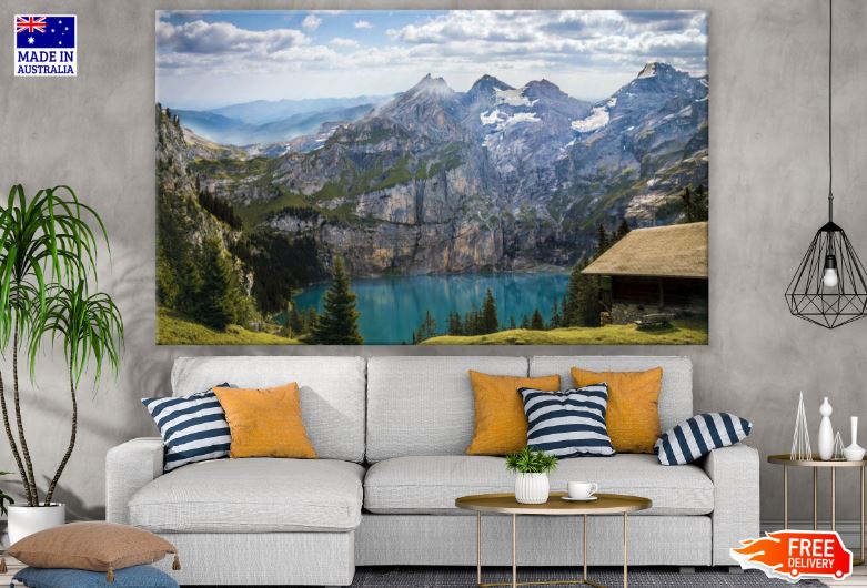 Mountain Lake with Forest Scenery Photograph Print 100% Australian Made