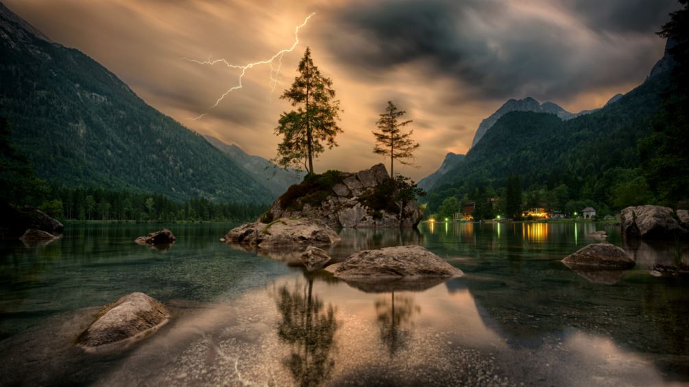 Lightning Hintersee at Ramsau Photograph Print 100% Australian Made