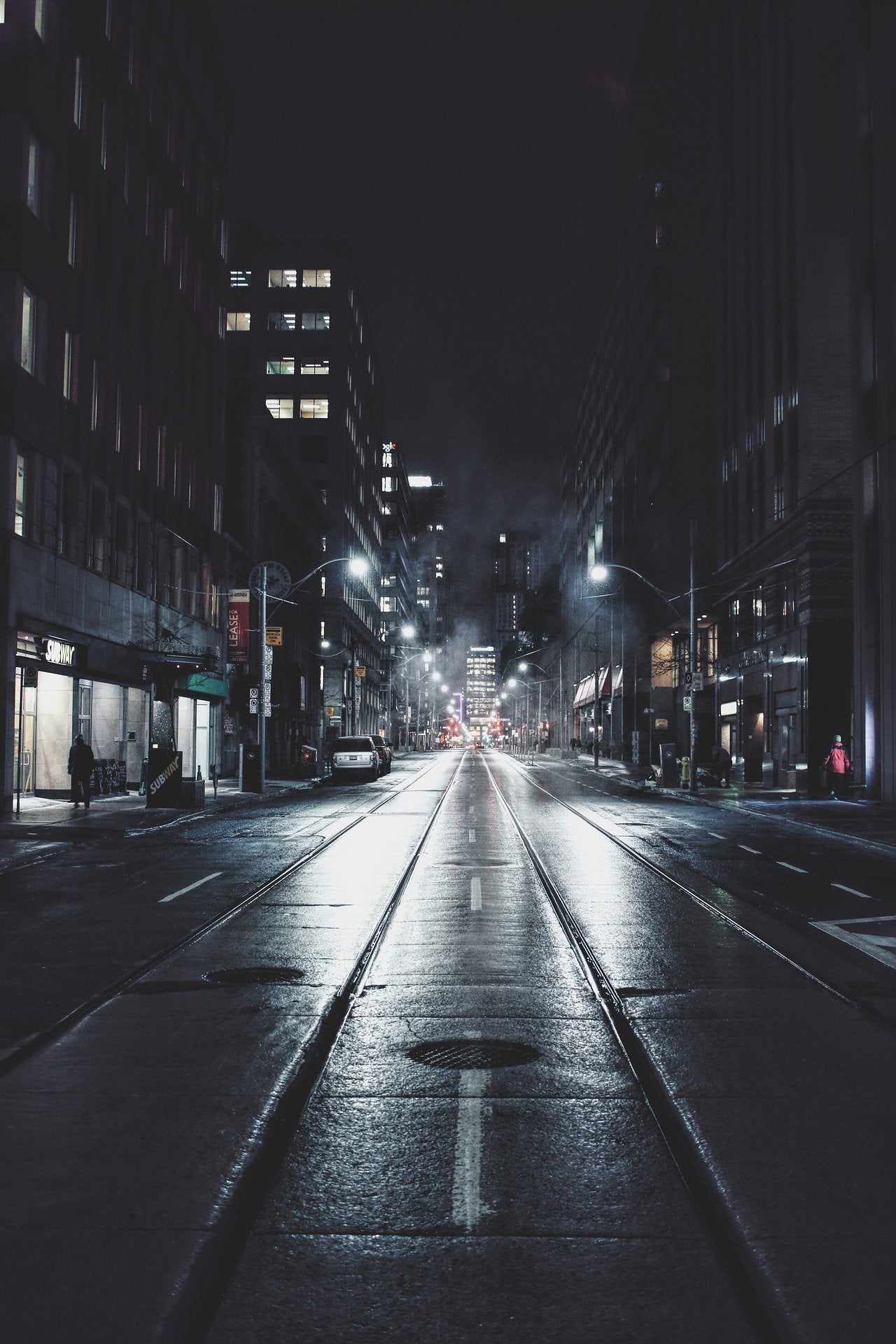 B&W Night Street View Photograph Print 100% Australian Made