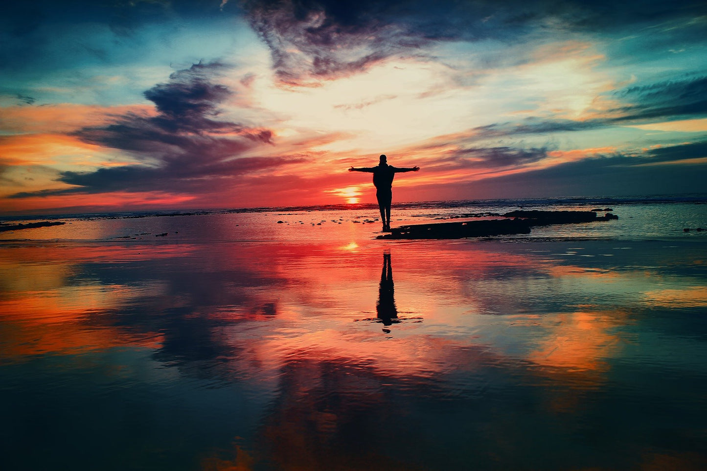 Man Near Sunset Lake Photograph Print 100% Australian Made