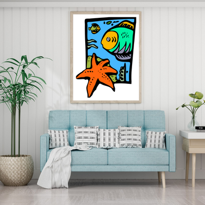 Fish Underwater Vector Art Home Decor Premium Quality Poster Print Choose Your Sizes