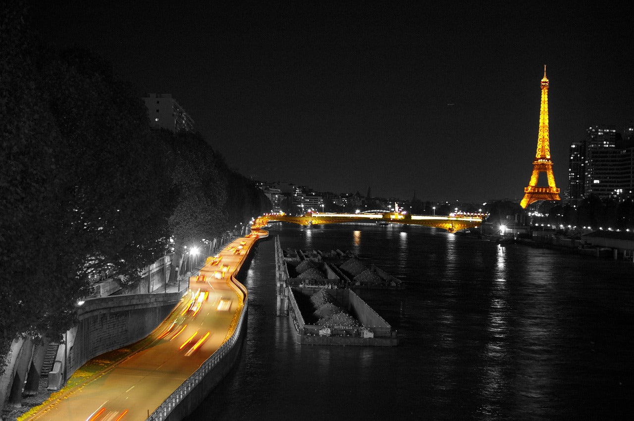 Eiffel Tower Night Scenery View Print 100% Australian Made
