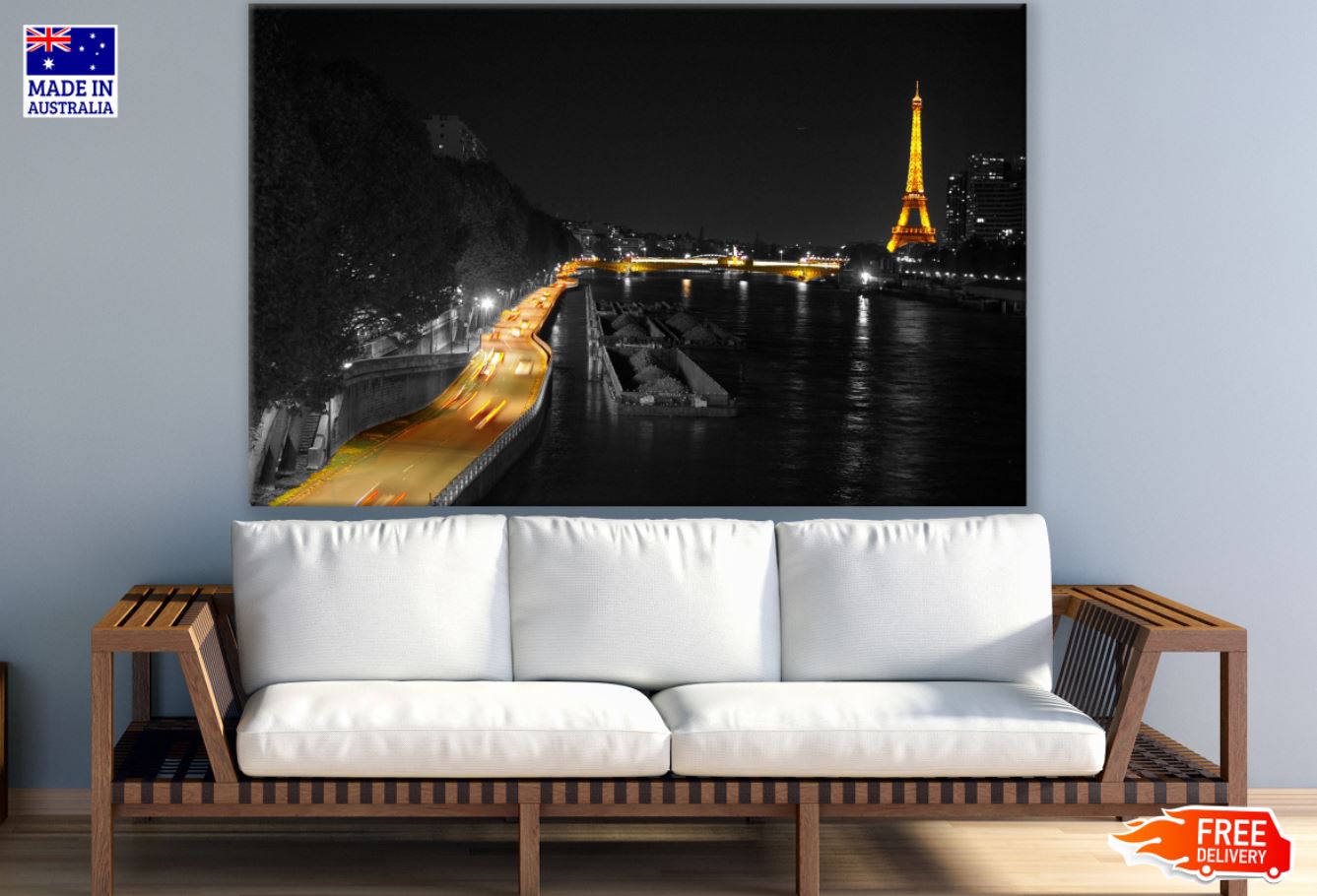 Eiffel Tower Night Scenery View Print 100% Australian Made