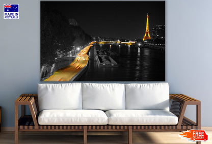 Eiffel Tower Night Scenery View Print 100% Australian Made