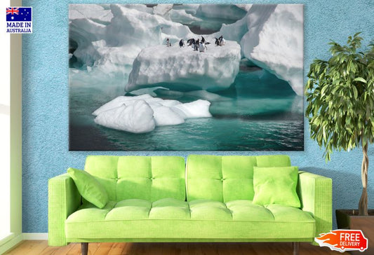 Penguins on Glacier in Sea Photograph Print 100% Australian Made