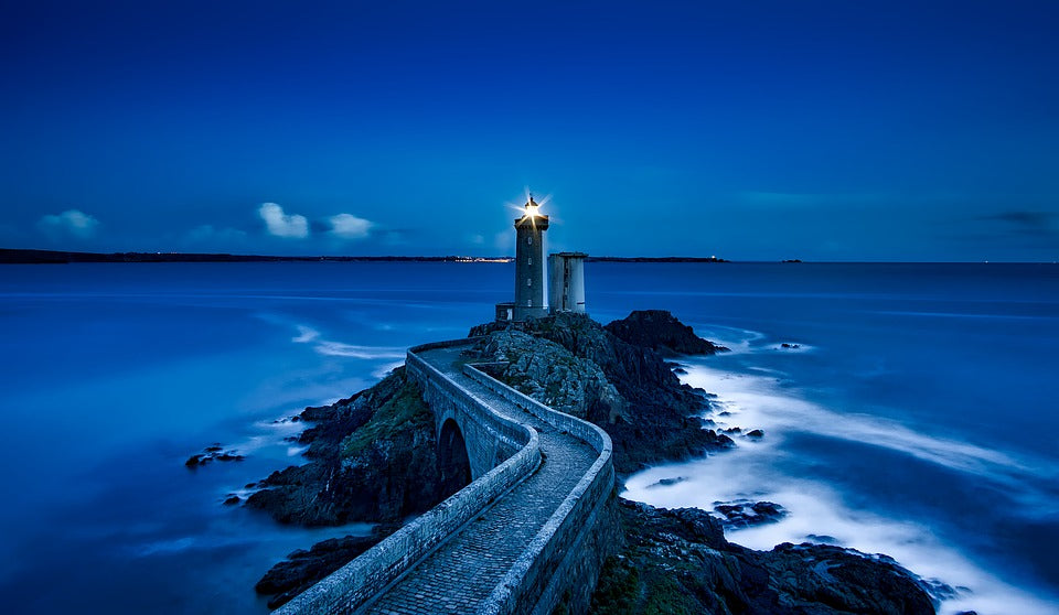 Lighthouse Near Sea Night View Photograph Print 100% Australian Made