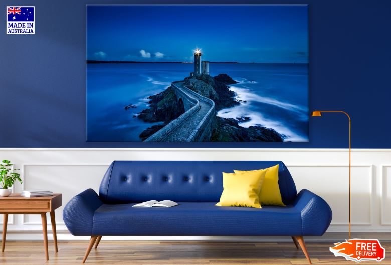 Lighthouse Near Sea Night View Photograph Print 100% Australian Made
