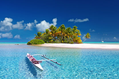 Boat on Island Beach Scenery Photograph Print 100% Australian Made