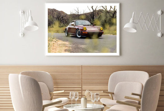 Vintage Car on Road Photograph Home Decor Premium Quality Poster Print Choose Your Sizes