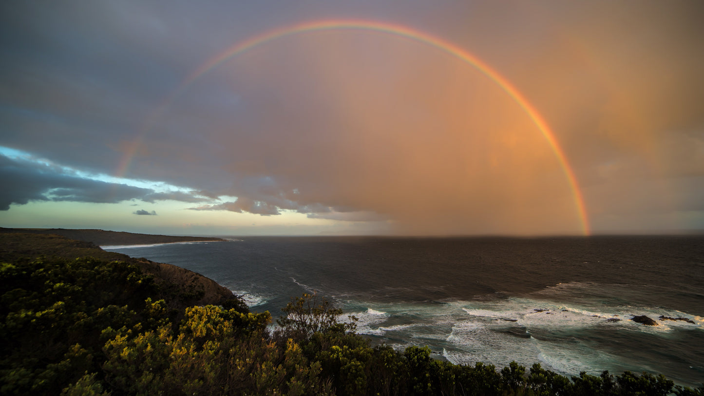 Rainbow Over Sea at Sunset View Photograph Print 100% Australian Made