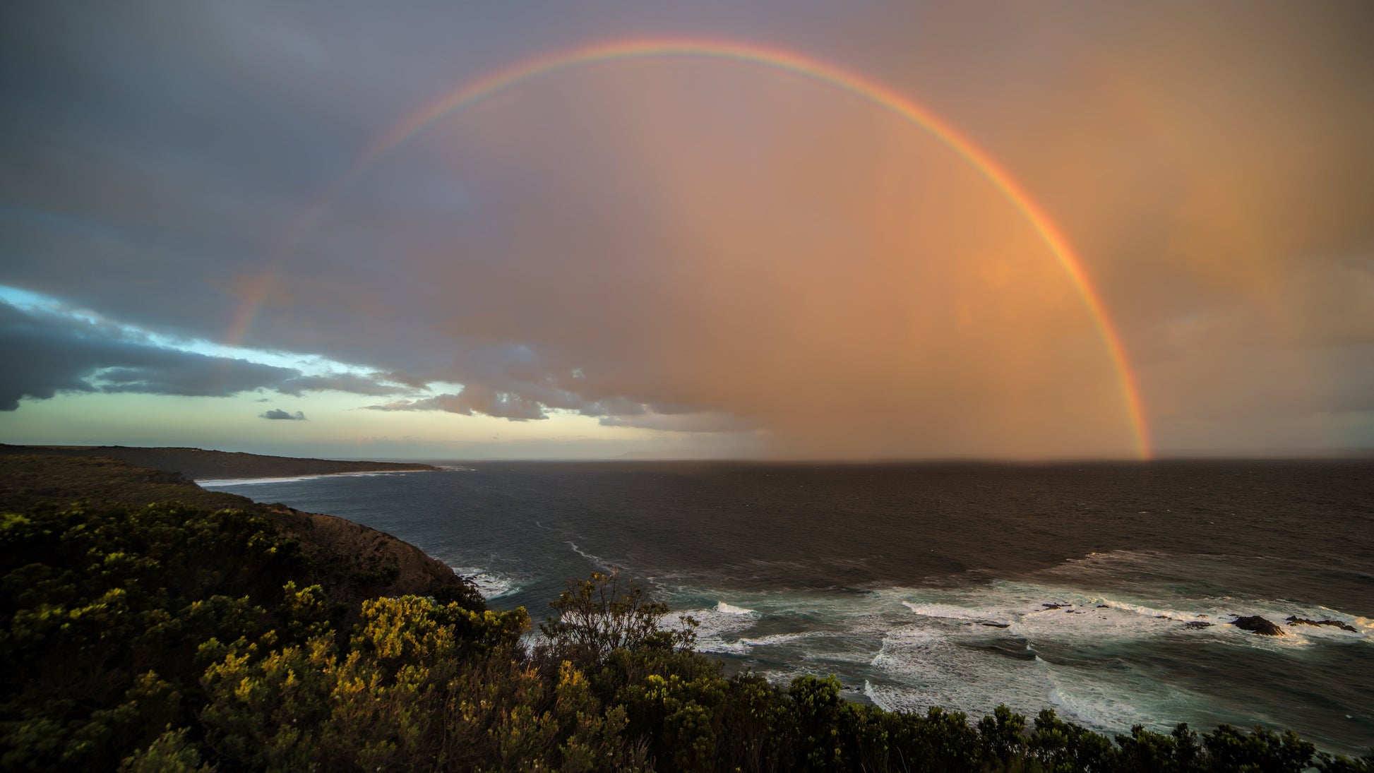 Rainbow Over Sea at Sunset View Photograph Print 100% Australian Made