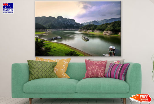 Boats on Lake Scenery Photograph Print 100% Australian Made