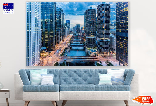City Buildings Evening Photograph Print 100% Australian Made