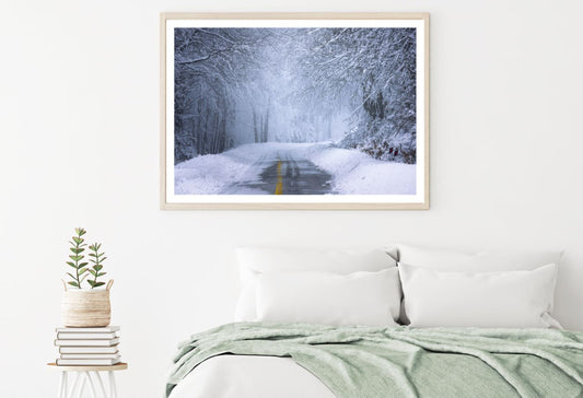 Road Covered With Snow Photograph Home Decor Premium Quality Poster Print Choose Your Sizes