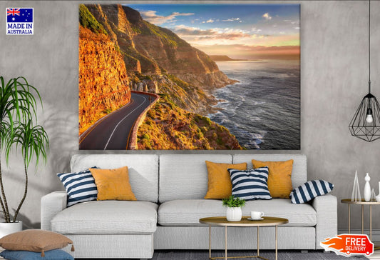 Road on Cliff Near Sea Print 100% Australian Made