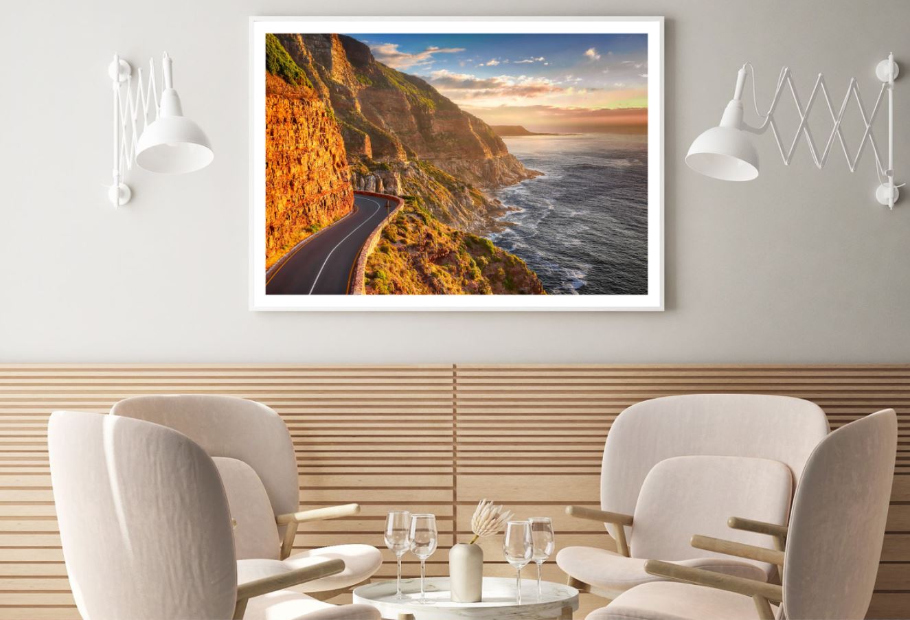 Road Near Sea Sunset Photograph Home Decor Premium Quality Poster Print Choose Your Sizes