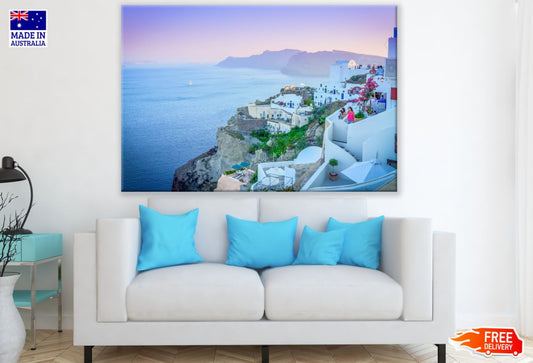 Houses Near Sea Scenery View Print 100% Australian Made