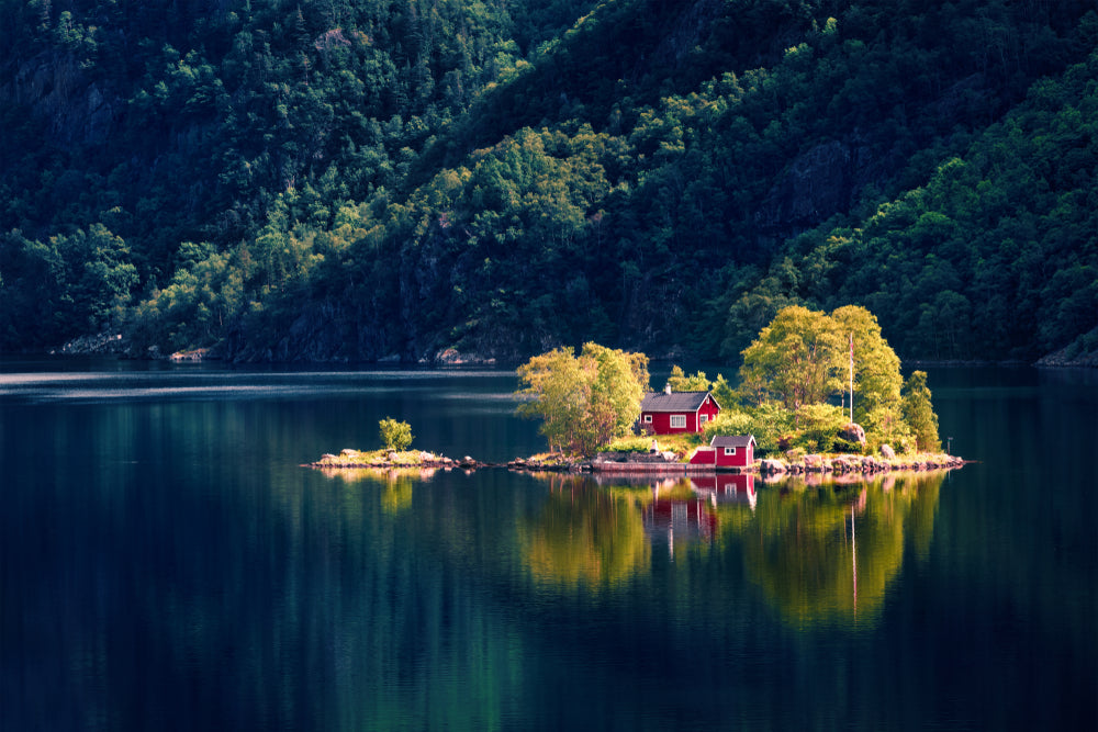 House on River Scenery Photograph Home Decor Premium Quality Poster Print Choose Your Sizes