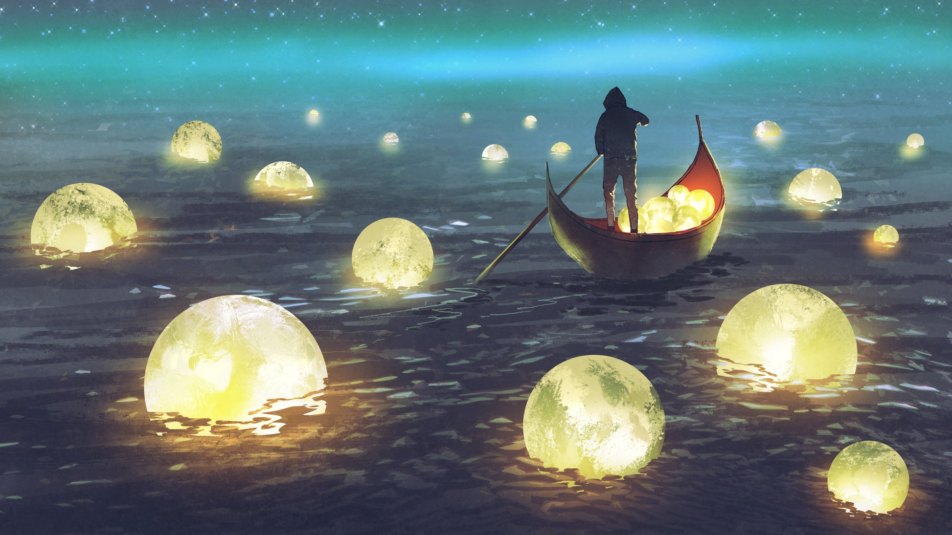 Moons on Beach Print 100% Australian Made