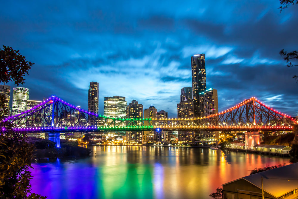 Brisbane Rainbow Sky Cityscape Photograph Print 100% Australian Made