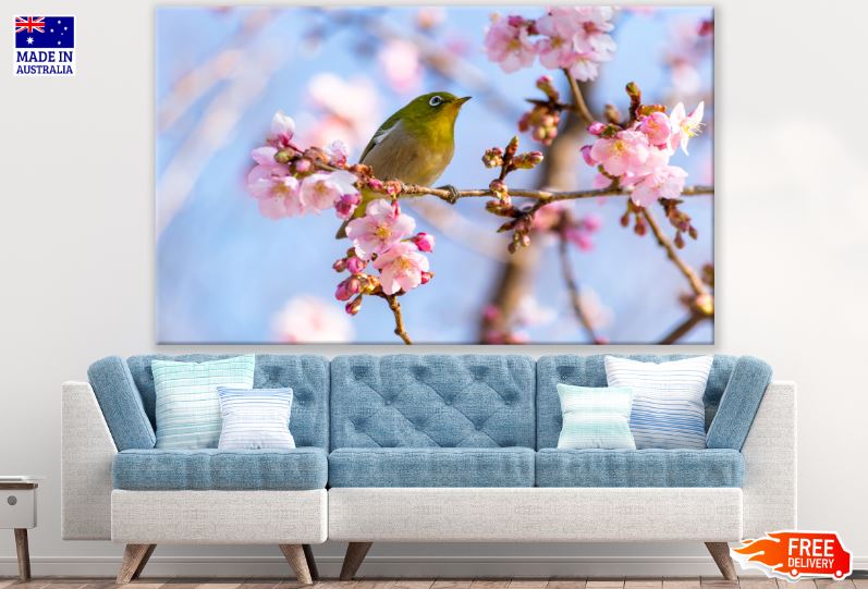 Bird Sitting on Blossom Tree Photograph Print 100% Australian Made